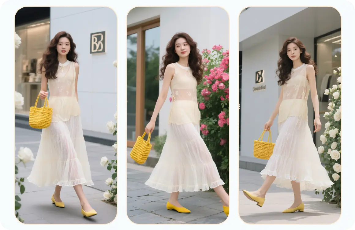 A collage demonstrating the advanced capabilities of an AI clothing swap tool, including multi-angle views and diverse style combinations on different models.